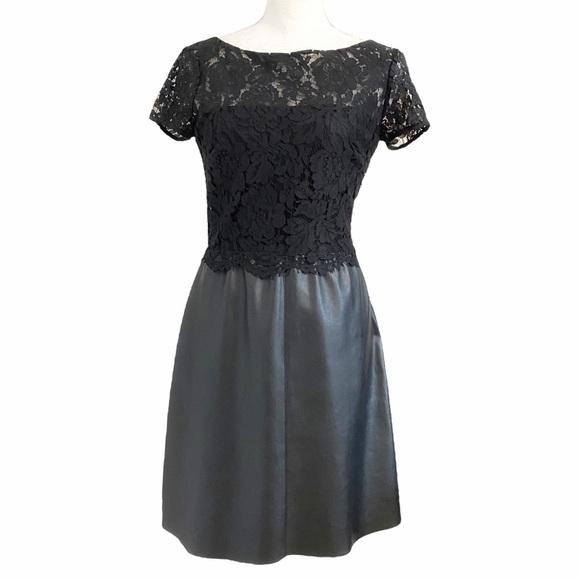 Bailey 44 Dresses & Skirts - 𝅺BAILEY 44 BLACK LACE LEATHER PANEL SHORT SLEEVE SHEATH DRESS - S